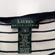 Pull femme LAUREN Ralph Lauren blanc marine rayures coton manches longues S