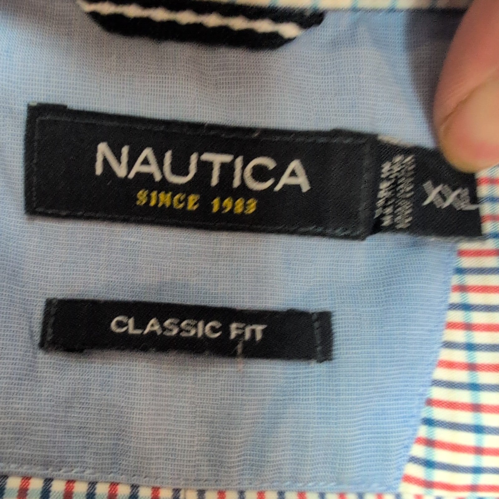 Chemise Nautica XXL Bleu Blanc Rouge Carreaux 100% Coton Classic