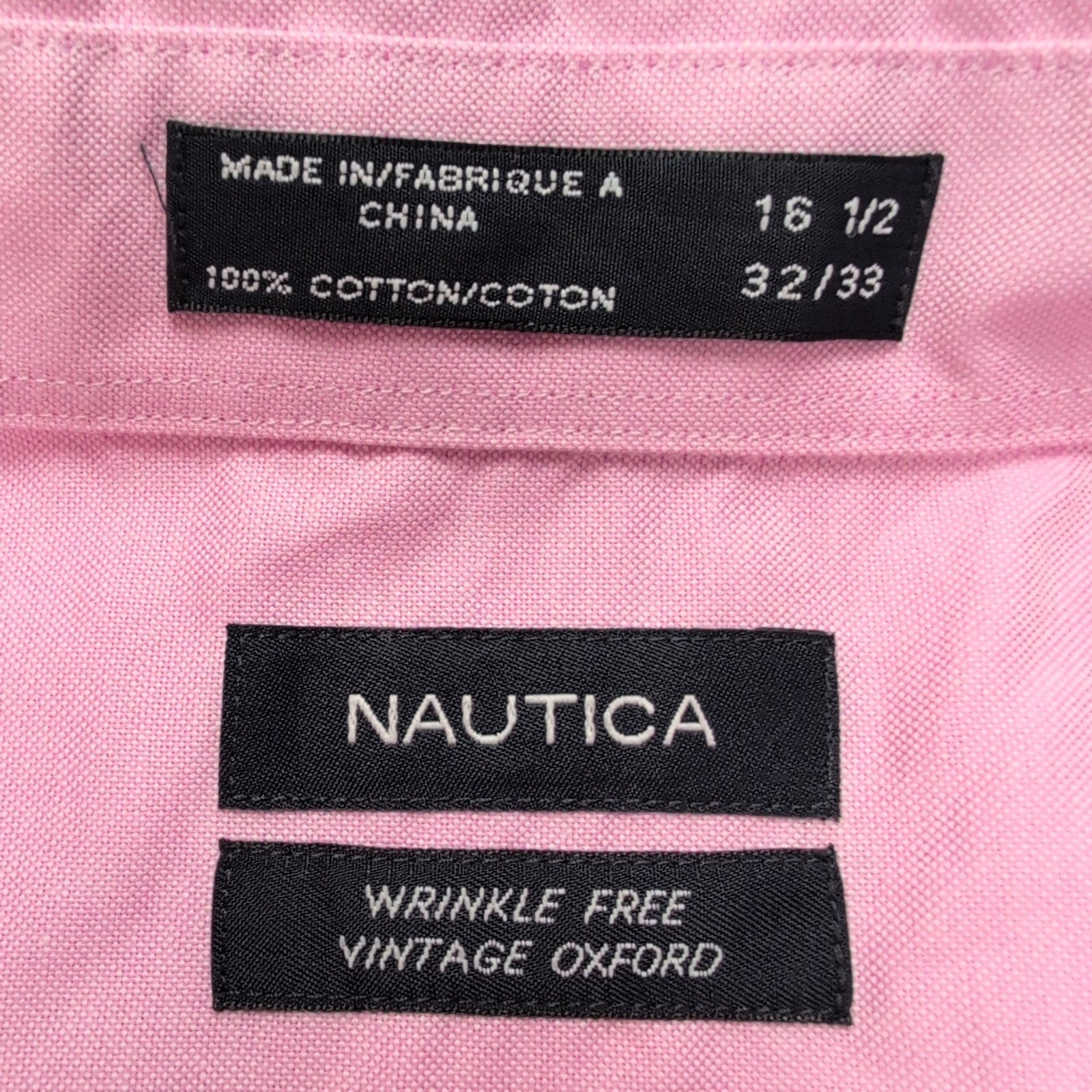 Chemise Nautica L/XL Rose Pâle Vintage Oxford 100% Coton