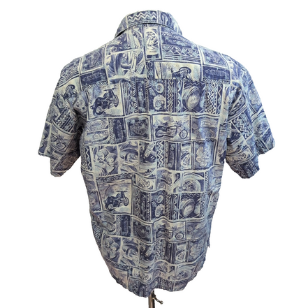 Harley Davidson chemise moto hawaïenne bleu blanc made in Hawaii USA taille M