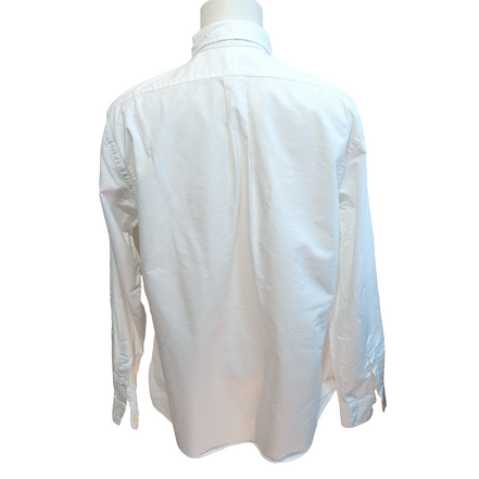 Chemise Ralph Lauren Slim Fit XLT blanc uni logo bleu marine coton