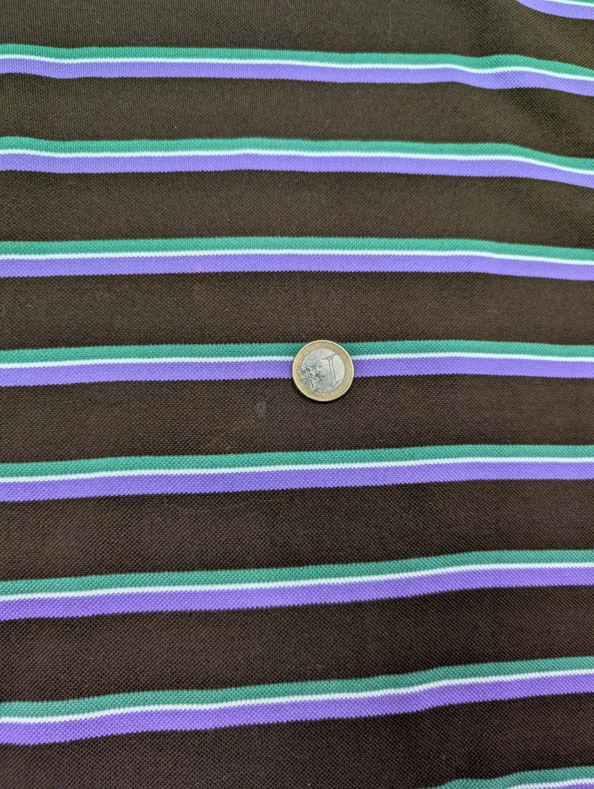 Polo manches courtes Polo Ralph Lauren L marron rayures vert mauve logo bleu