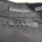 Chemise Sean John M Noire Lin Coton 2 Poches Manches Courtes