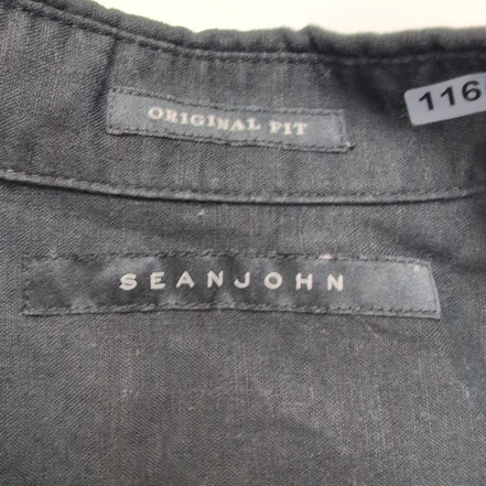 Chemise Sean John M Noire Lin Coton 2 Poches Manches Courtes