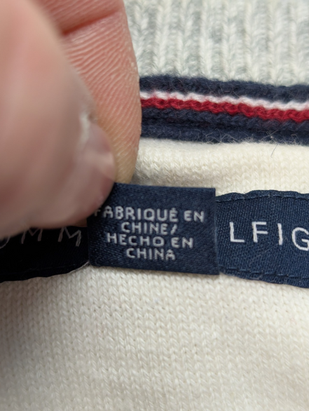 Pull TOMMY HILFIGER Homme Gris Moucheté 100% Coton Taille L Excellent État