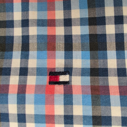 Chemise Tommy Hilfiger Carreaux Bleu Blanc Rouge Manches Longues - Taille XL