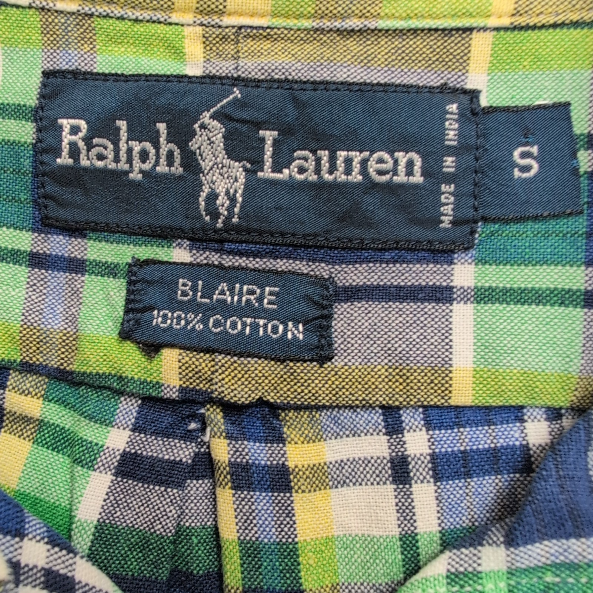 Chemise Shirt Ralph Lauren Blaire S Carreaux Vert Bleu Jaune Button Down