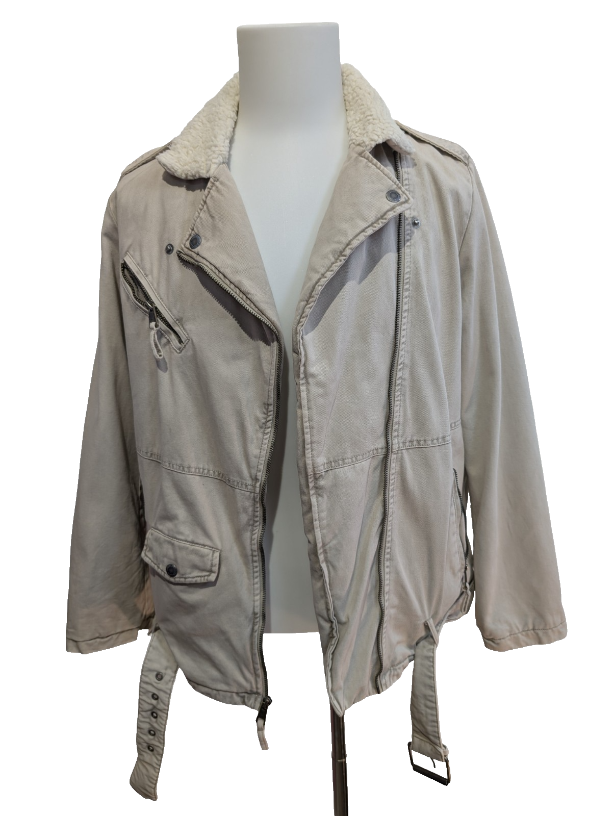 Blouson Veste Levis Homme L Doublé Sherpa Crème Beige Vintage Fermeture Zip