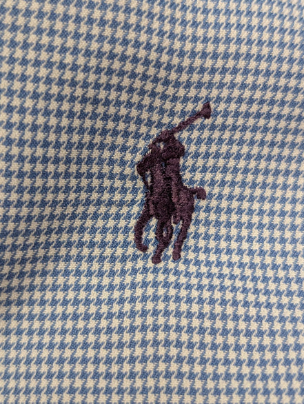 Chemise Polo Ralph Lauren Shirt L Classic Fit Pied-de-poule Bleu Button Down