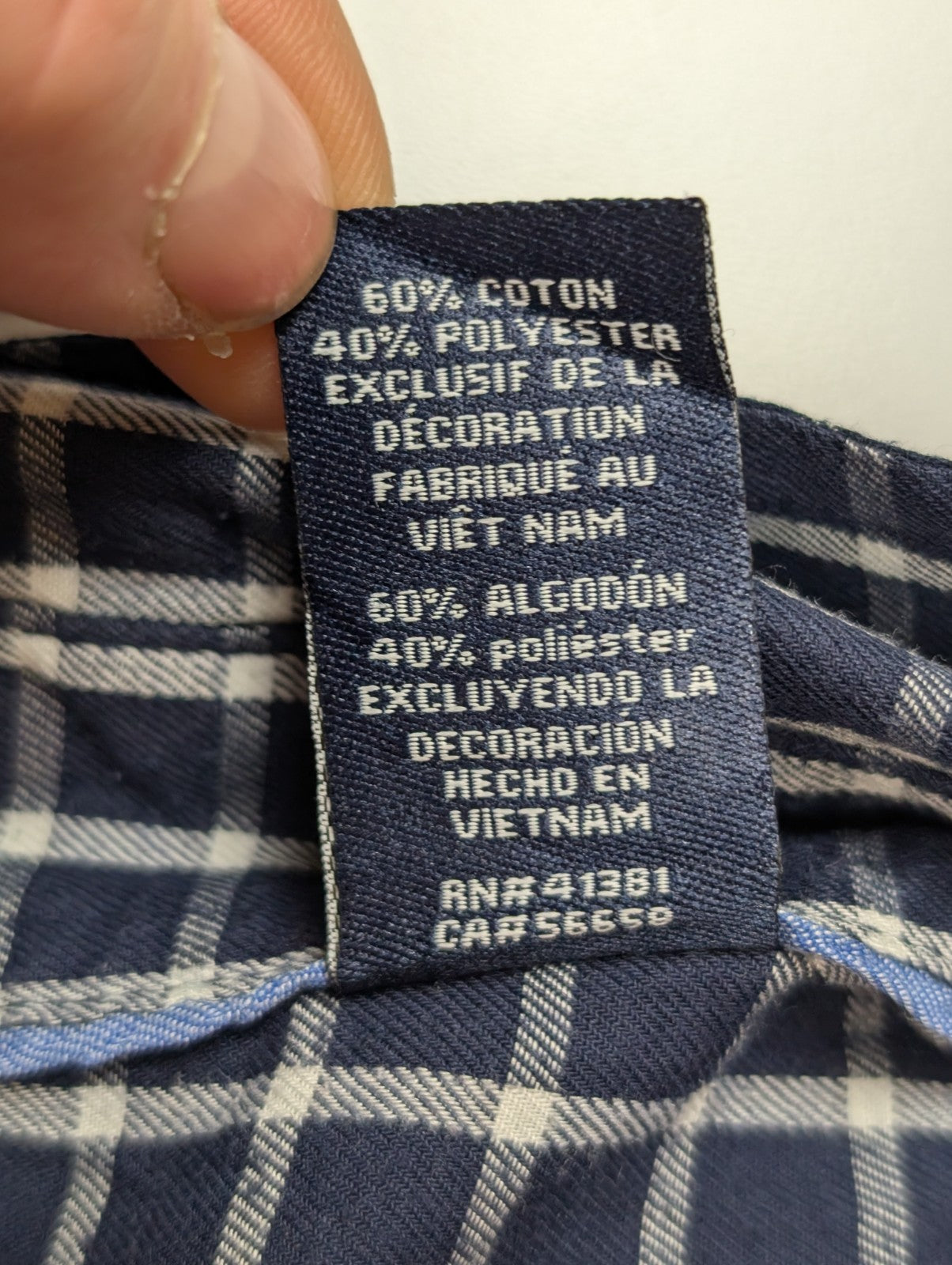 👕 CHEMISE CHAPS EASY CARE TWILL XL (TG) CARREAUX BLEU MARINE 60% COTON