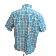 Chemise Patagonia L Bleu Turquoise Gaufrée Coton Organique Manches Courtes