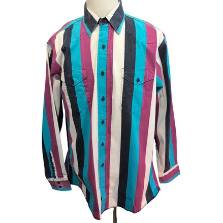 Chemise Wrangler Western à Rayures Multicolores - Taille L/XL