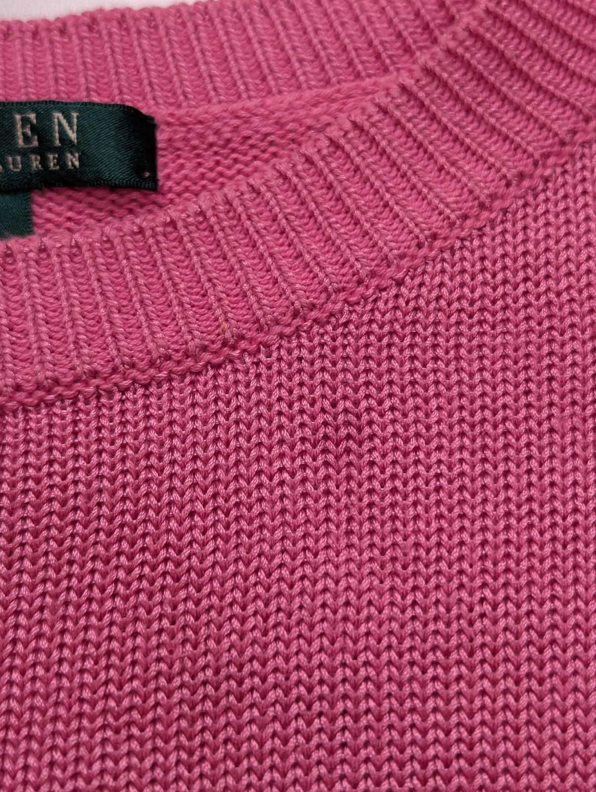 Pull Ralph Lauren (Lauren) Femme M Col Rond Rose Satiné Coupe Évasée 🏷️