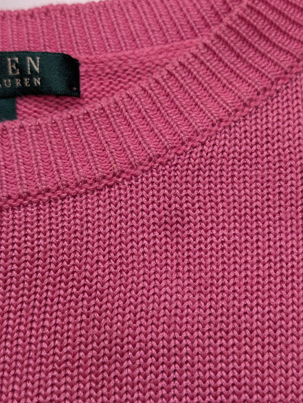 Pull Ralph Lauren (Lauren) Femme M Col Rond Rose Satiné Coupe Évasée 🏷️