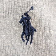 Pull Polo Ralph Lauren Gris Clair Logo Marine Coton Pima - Taille XL - NEUF