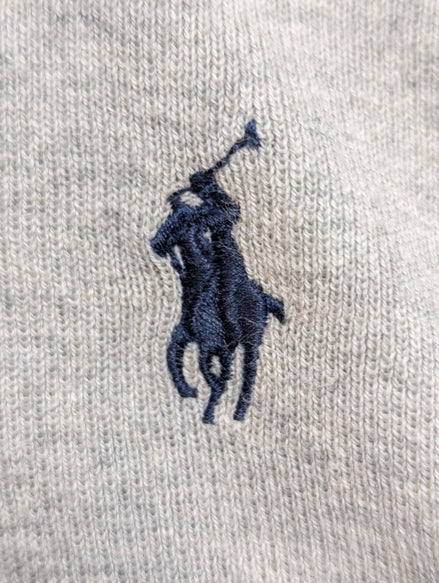 Pull Polo Ralph Lauren Gris Clair Logo Marine Coton Pima - Taille XL - NEUF