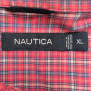 Chemise Nautica vintage manches courtes petits carreaux rose et bleu poche XL
