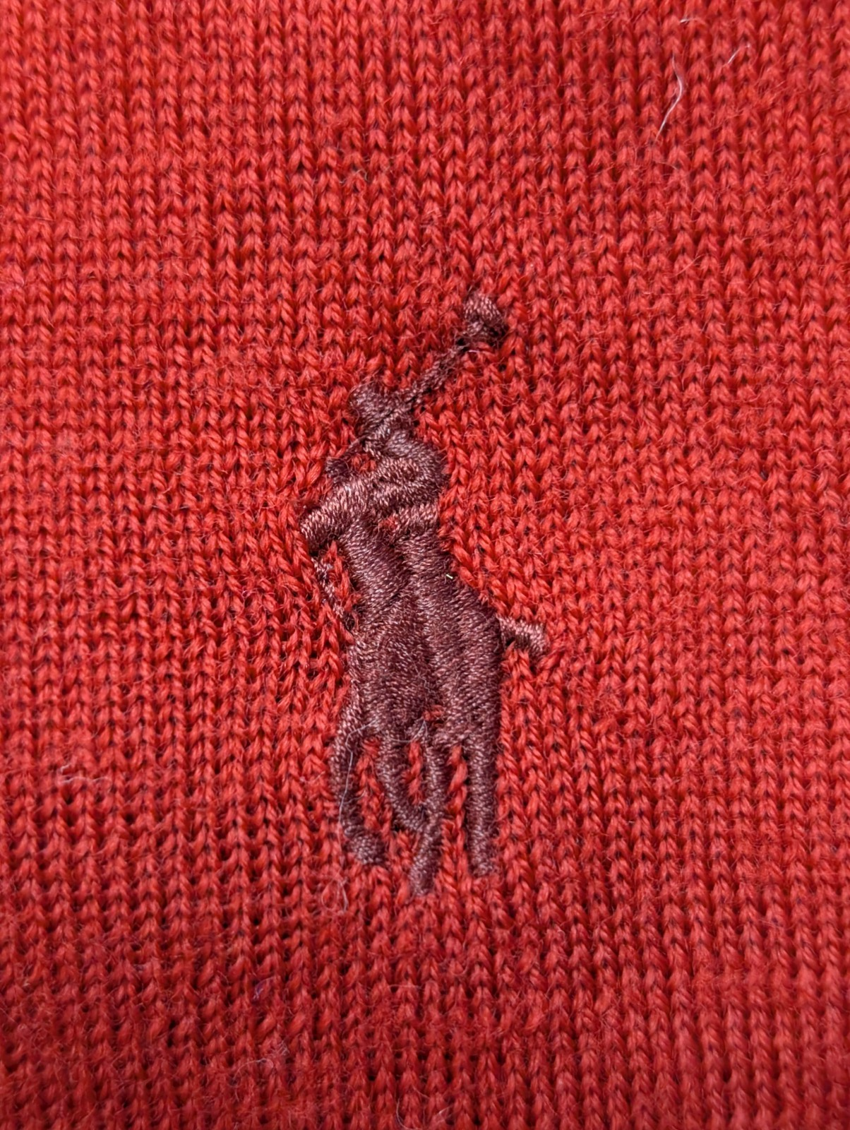 Pull POLO RALPH LAUREN Rouge Col V 100% Laine MERINOS Doux Taille L Homme Luxe