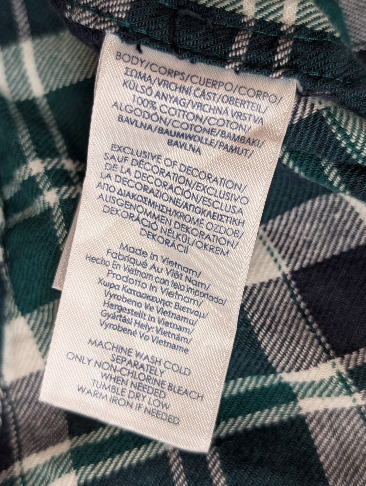 🐻 CHEMISE FLANELLE PERFORMANCE CHAPS L (G) CARREAUX VERT BLEU MARINE LOGO BRODÉ