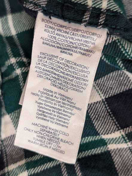 🐻 CHEMISE FLANELLE PERFORMANCE CHAPS L (G) CARREAUX VERT BLEU MARINE LOGO BRODÉ