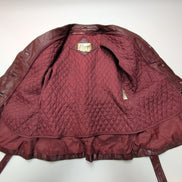 Veste Cuir Femme Bordeaux Berman's 14 L Doublure Amovible Vintage |51c