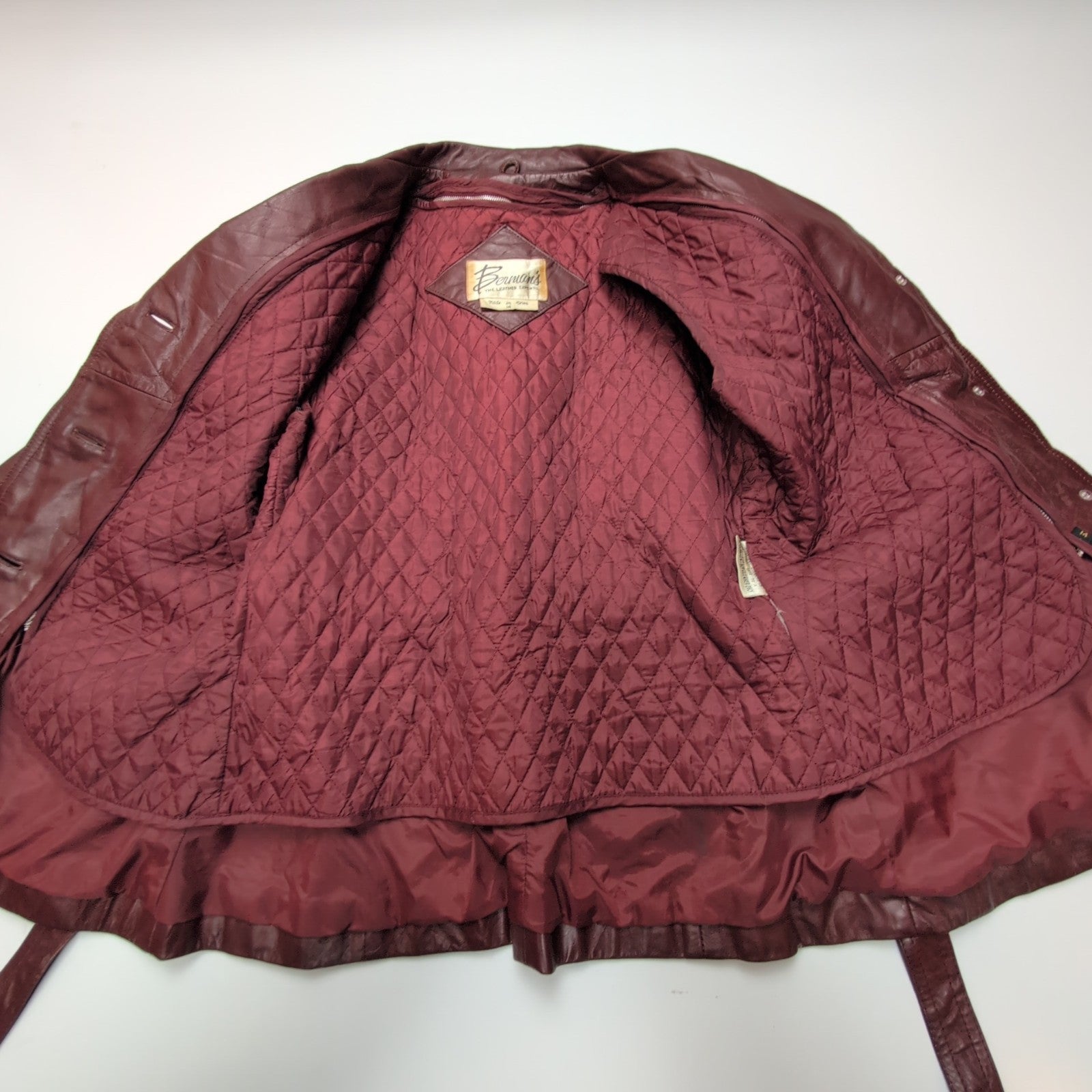 Veste Cuir Femme Bordeaux Berman's 14 L Doublure Amovible Vintage |51c