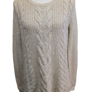 Pull Tommy Hilfiger Femme Blanc Crème Torsadé Épais Taille M Col Rond