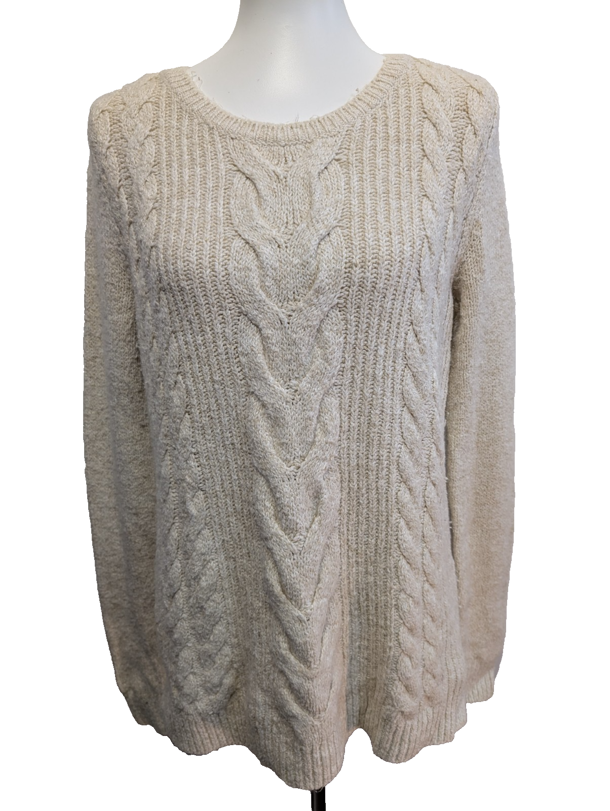 Pull Tommy Hilfiger Femme Blanc Crème Torsadé Épais Taille M Col Rond