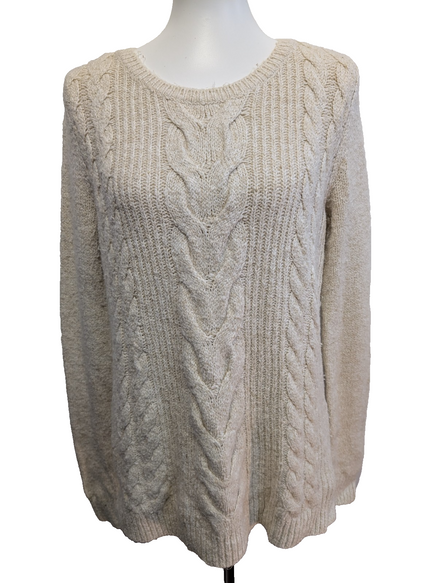 Pull Tommy Hilfiger Femme Blanc Crème Torsadé Épais Taille M Col Rond