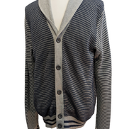 Gilet Boutonné Tommy Hilfiger Rayé Bleu Marine & Gris - Taille XL (LG)
