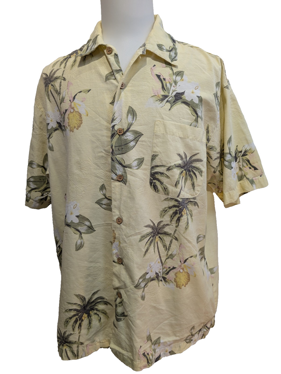 Chemise Hawaïenne Motif Fleurs et Cocotiers - Taille L