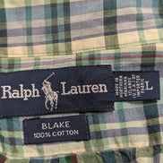 Chemise Polo Ralph Lauren Shirt Blake L XL Plaid Vert Bleu Beige Button Down