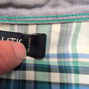 Nautica chemise manches courtes bleu vert à carreaux logo brodé taille L