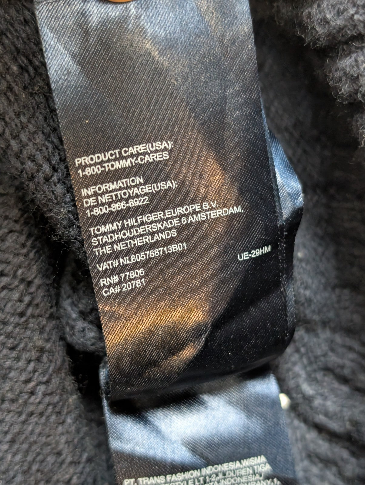 Pull Tommy Hilfiger Vintage Bleu Marine Col Rond Coton Épais - Taille M