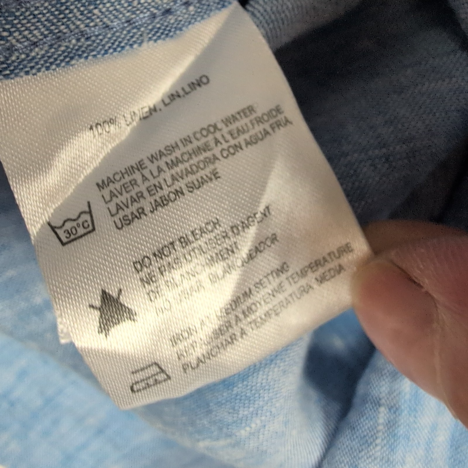Chemise HERITAGE L 100% lin bleu uni manches courtes excellent état