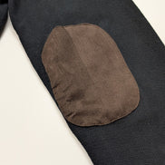 Pull Chaps Noir Pur Coton Col Boutonné & Coudières Vintage - Taille L