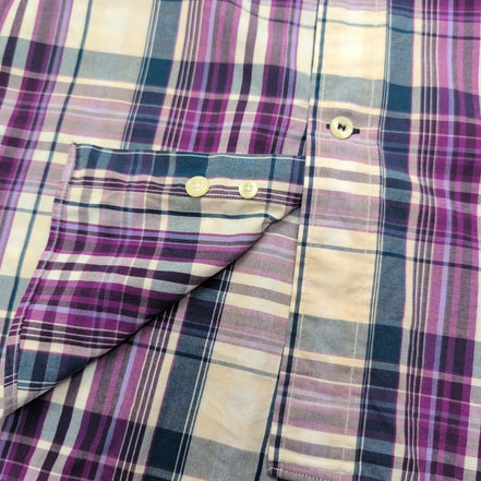 Chemise Nautica L Vert Violet Carreaux Coton Logo Brodé Poche manches longues