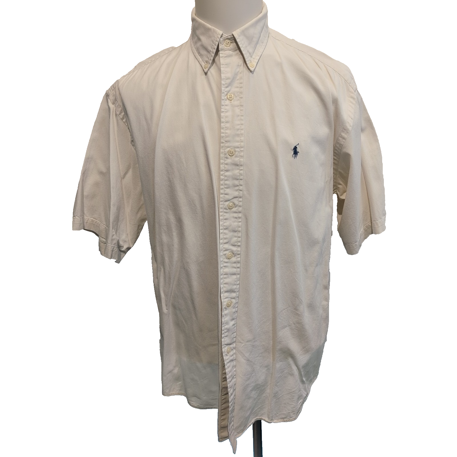 Chemise Ralph Lauren Blake L Blanche Logo Bleu Manches Courtes