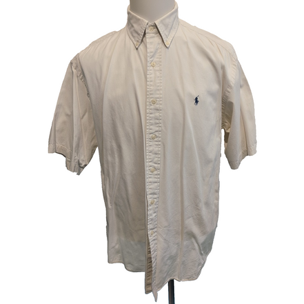 Chemise Ralph Lauren Blake L Blanche Logo Bleu Manches Courtes