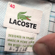 Chemise Lacoste M 40 Made in Hong Kong Bleu Carreaux Logo Crocodile Poche