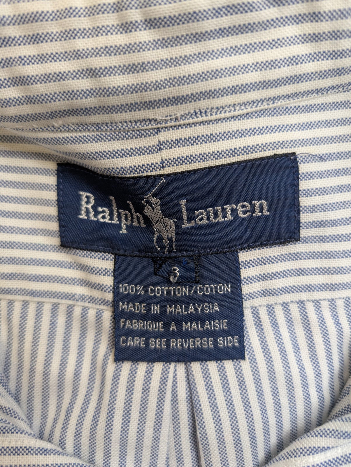 Chemise Ralph Lauren  Femme Custom Fit T. S Rayures Bleues Manches Longues