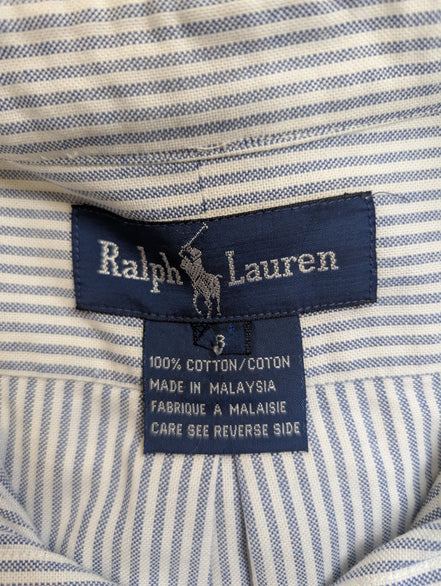 Chemise Ralph Lauren  Femme Custom Fit T. S Rayures Bleues Manches Longues