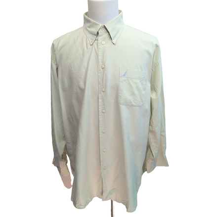Chemise Nautica Oxford XXL Vert Pastel 100% Coton Logo Brodé Bleu Ciel