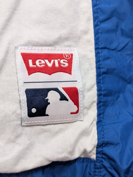 Veste Coach Jacket Levi's XXL Chicago Cubs Coupe-Vent Bleu Rare Vintage |207b
