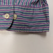 Chemise Polo Ralph Lauren Shirt XL Custom Fit Violet Rayée Logo Vert Button Down