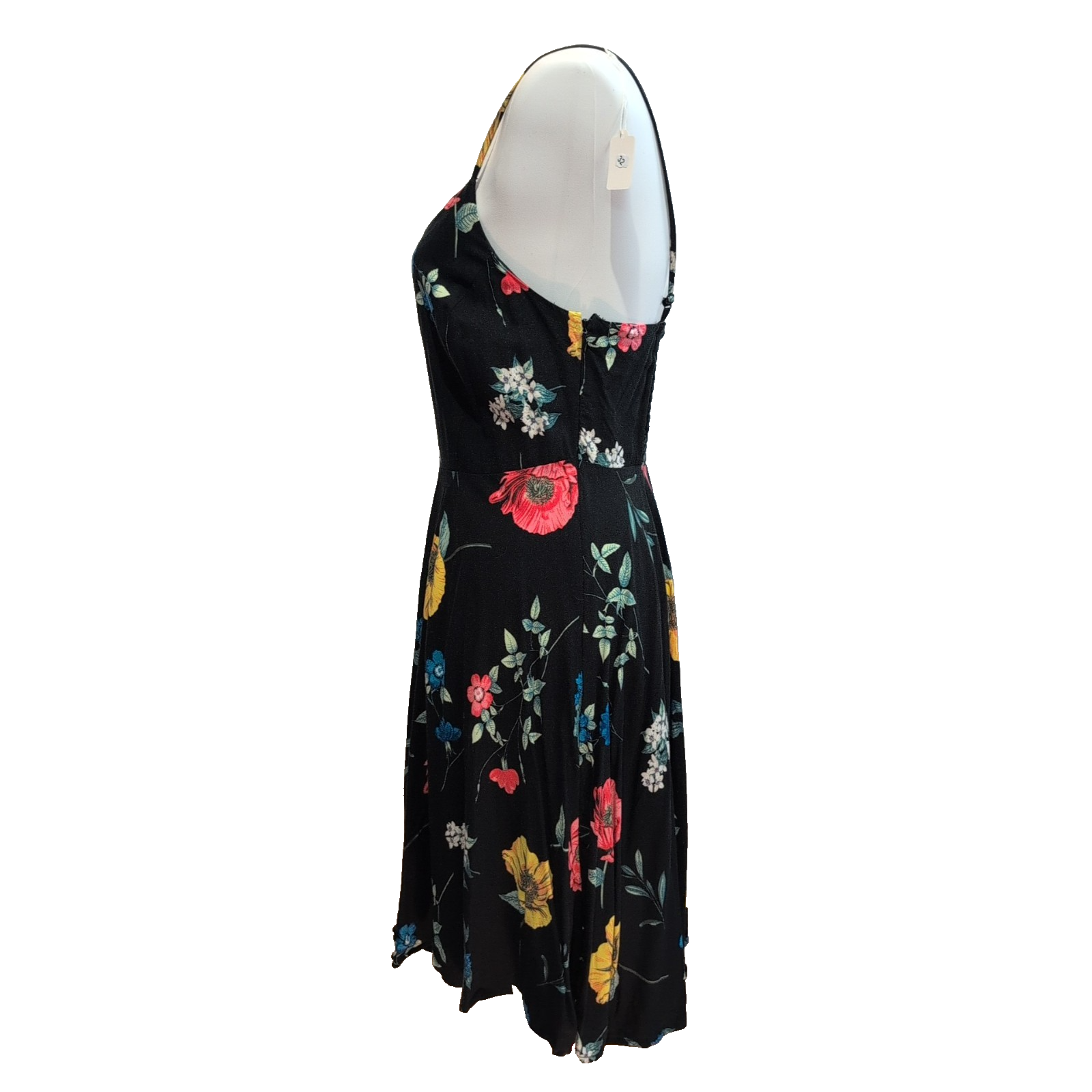 Robe d'été Aeropostale Femme M Noire Fleurie Bretelles Réglables Viscose