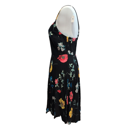 Robe d'été Aeropostale Femme M Noire Fleurie Bretelles Réglables Viscose