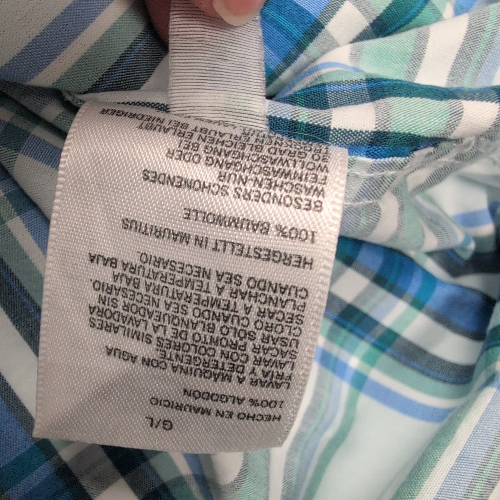 Nautica chemise manches courtes bleu vert à carreaux logo brodé taille L