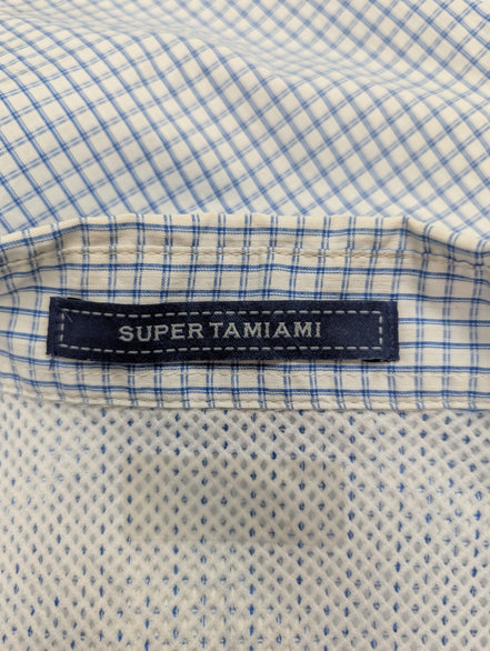 Chemise Columbia PFG bleu et blanche à carreaux taille L #286msch