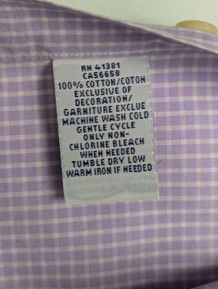 Chemise Ralph Lauren Homme M Violet Carreaux Gingham Manches Longues Custom Fit